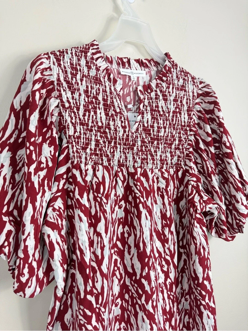 Michelle Mcdowell Amelia Dress Women Small Smocked White Red Football Sport